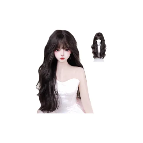 UMIFFA Шерстяной завиток Водная рябь Большая волна Длинный Скручивающиеся волосы Парик Французский Лоскутная передняя часть Позиционирование стиля Темный чай