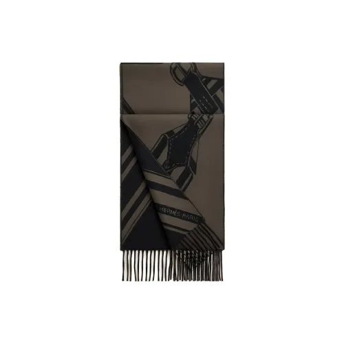 HERMES Curved Saddle Strap Кашемировые Вязаные Шарфы Мужской