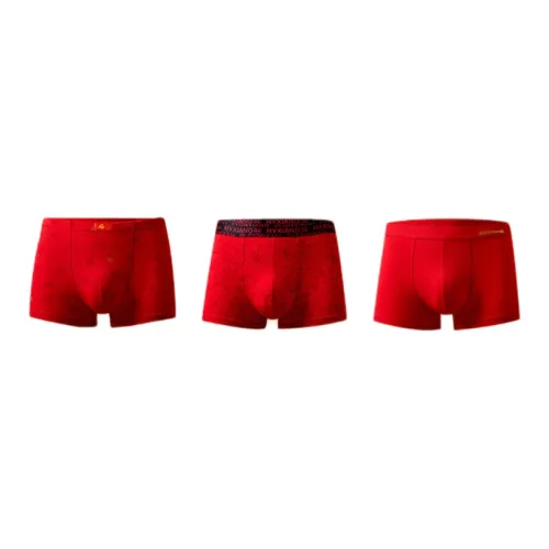 H YXIANG Мужское нижнее белье 3 штуки Удачи Красный