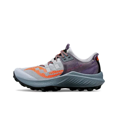 Saucony Slip-resistant Abrasion-resistant Low-top Trail Running Shoes Unisex Gray Purple Сaucony Противоскользящие Износостойкие Низкие Кроссовки для Беговых Трасс Унисекс Серый Фиолетовый