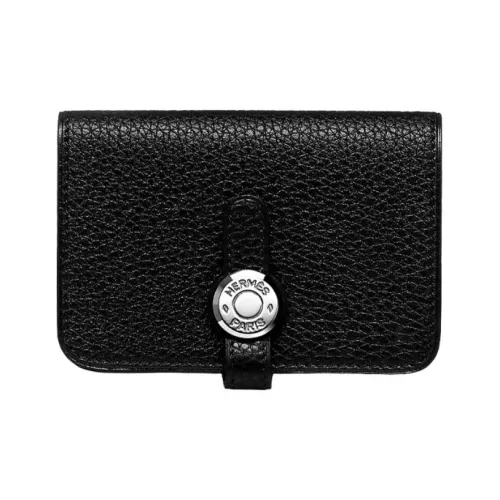 HERMES Dogon Кошелек из коровьей кожи Togo держатель для карт унисекс черный