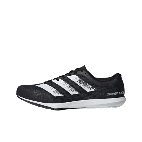 Adidas Adizero Bekoji 2 Slip-Resistant Abrasion-Resistant Breathable Low-Top Running Shoes Unisex Black White Adidas Adizero Bekoji 2 Противоскользящие Устойчивые к истиранию Дышащие Низкие Беговые Кроссовки Унисекс Черный Белый