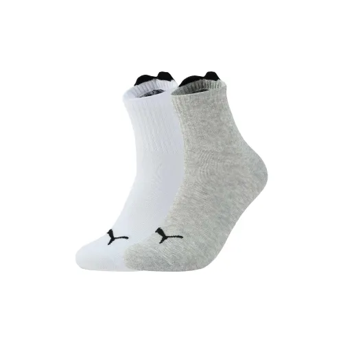 PUMA 2 шт Белый+Серый Женские Носки MID до икры