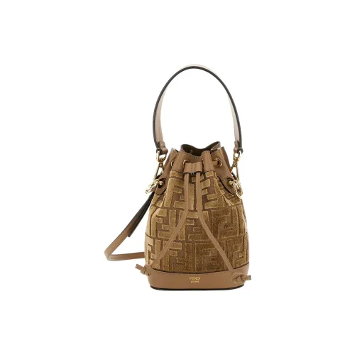FENDI Полиэстер Ведрообразная Сумка Сумка через плечо Сумка для женщин Коричневый