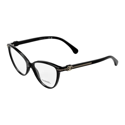 CHANEL Кошачий глаз Ацетат Оправа для очков Женская Черная