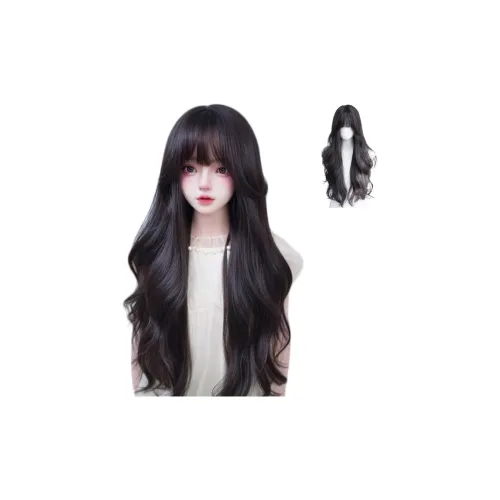 UMIFFA Straight Bangs с длинными закрученными волосами парик с большой волной цвет темный чайный холодный коричневый