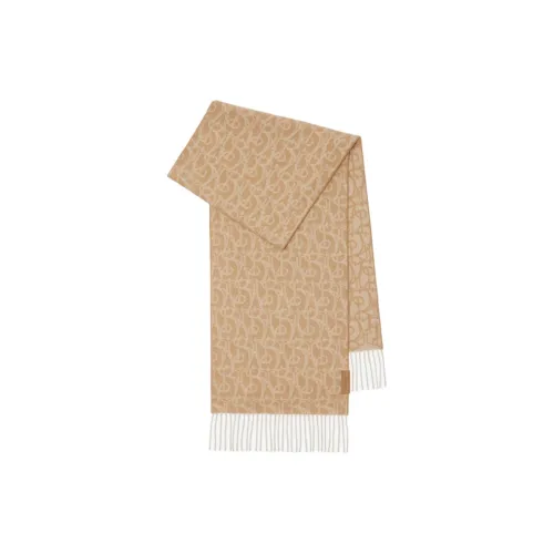 Burberry Шарф Из Кашемира С Узором B Charm Прямоугольная Форма Бахрома Кожаная Нашивка С Тисненым Логотипом Burberry