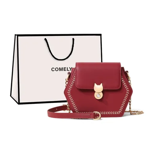 COMELY Сумка через плечо из коровьей кожи с синтетической кожей сумка с цепочкой маленькая женская агатовый красный