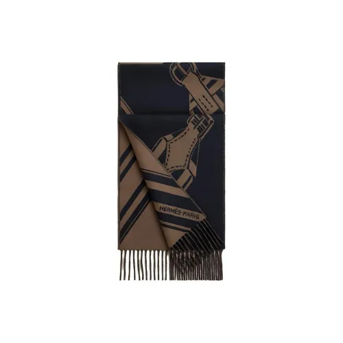 HERMES Curved Saddle Strap Кашемировые Вязаные Шарфы Мужской