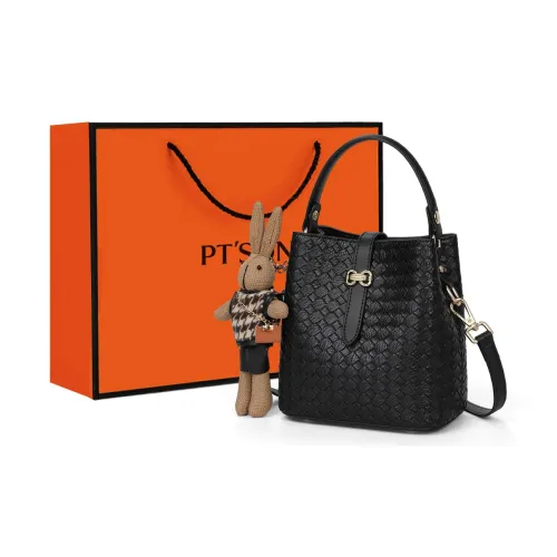 PT'SON Корова Кожа Ведрообразная Сумка Сумка через плечо Сумка Обычная Женская Черная