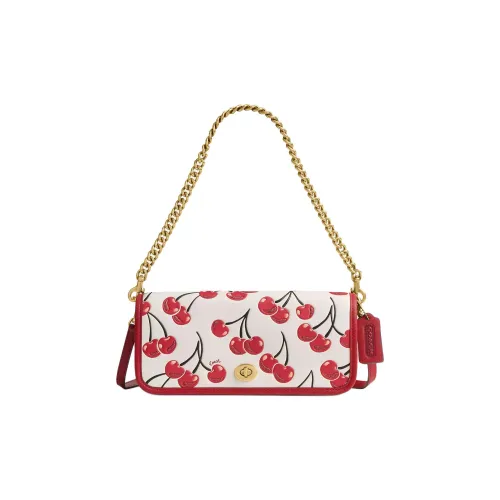 COACH Dinky Дубленая кожа Сумка на плечо Средний Женские Латунь Многоцветный Мел