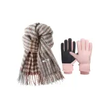 Шарф + Розовые перчатки с флисовой подкладкой