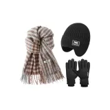 Шарф + Флисовая подкладка Шапка с ушками + Черные перчатки с флисовой подкладкой