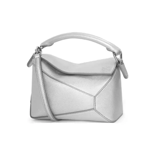 LOEWE Пазл Овечья шкура Одно плечо Сумка Мини Women's Silver