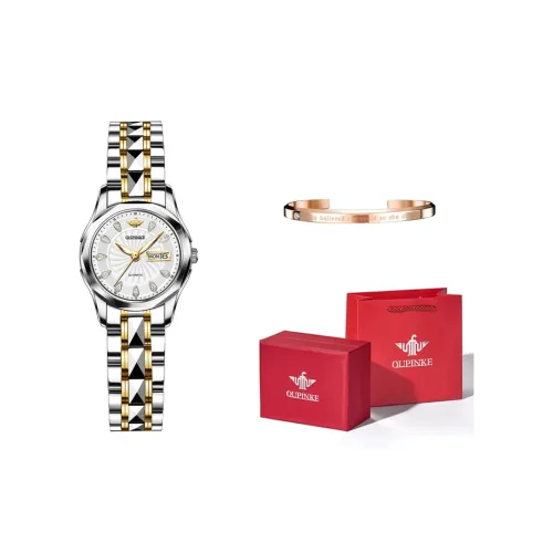 Oupinke Gaias Collection Механические часы с ремешком из нержавеющей стали женские с белым циферблатом