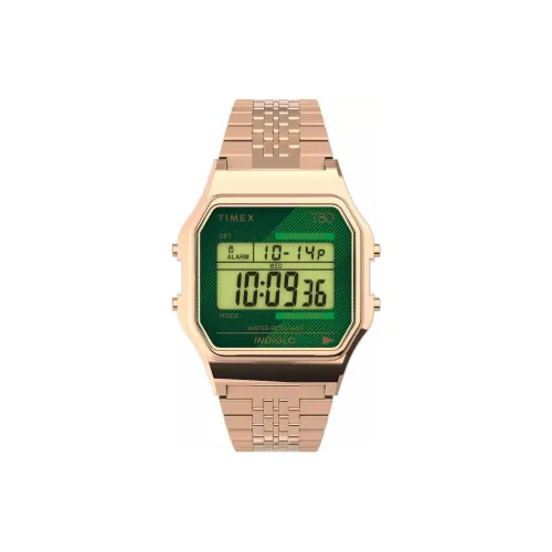 TIMEX Наручные часы Кварцевый механизм Нержавеющая сталь Ремешок 34 мм Зеленый циферблат Женские часы