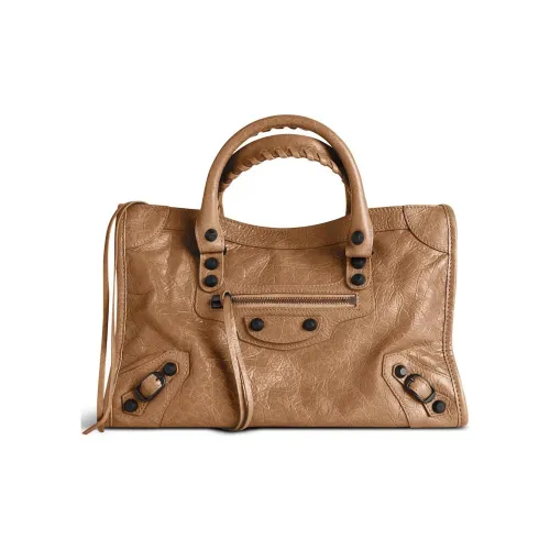 Balenciaga Le City Овечья шкура Тоут Сумка Сумка для покупок Сумка на плечо Сумка Маленькая Женская CAMEL