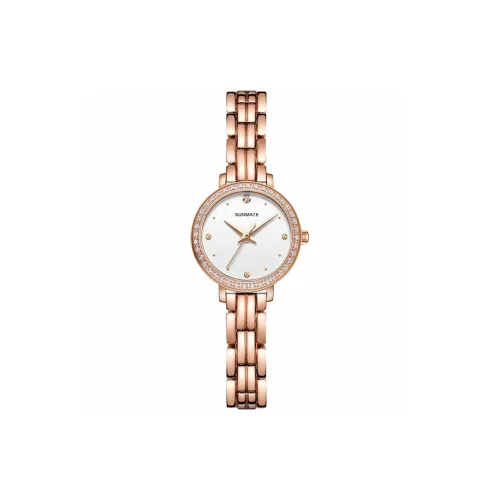 SUNMATE Кварцевый механизм стальной ремешок женские часы розовый циферблат