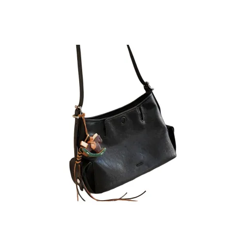 GELANDAI Растительное дубление Коровья кожа Сумка на плечо Тоут Женская Черный Коричневый