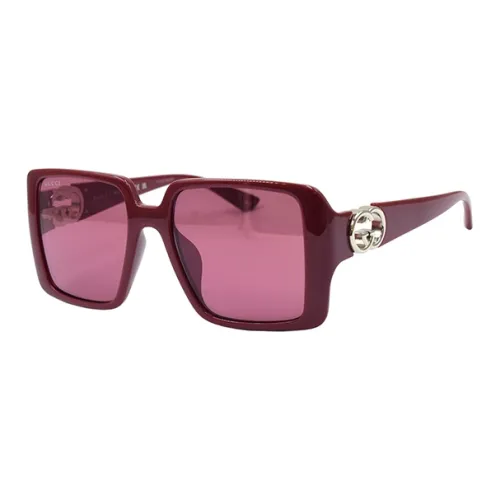 GUCCI Пластиковая оправа Квадратные Солнцезащитные очки Женские Темно-красные
