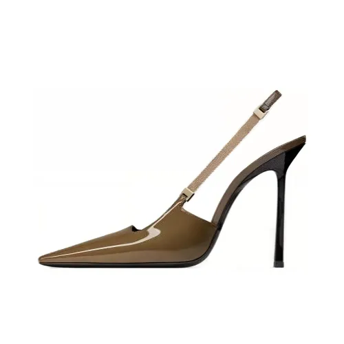 SAINT LAURENT Blake Низкий блок Высокий каблук 11 см Женский Умбра