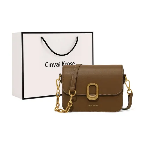 CinvaiKrose Сумка через плечо из синтетической кожи маленькая женская коричневый кофейный
