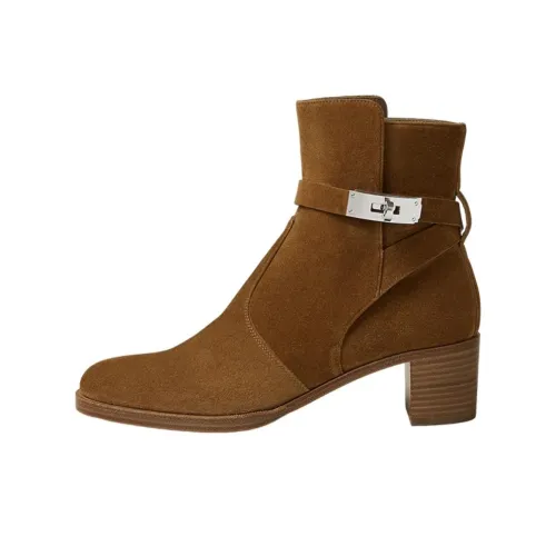 HERMES Frenchie Ботильоны 5 см Женские Коричневый