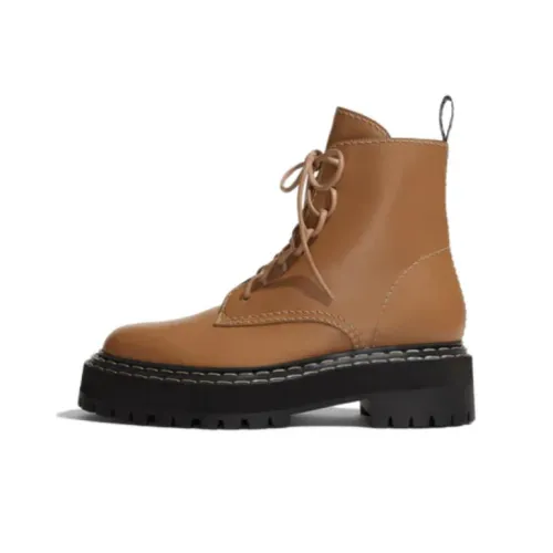 PROENZA SCHOULER Короткий Мартин Ботинок Женские Лен Коричневый