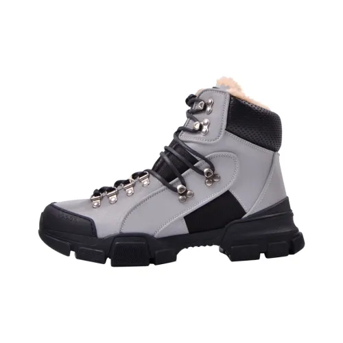 GUCCI Flashtrek Короткий MID Голень Мартин Ботинок 5 см Мужской Серый