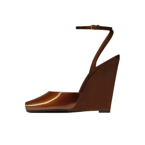 SAINT LAURENT Scandale Клиновидный каблук Высокие каблуки 11 см Женские Кофейного цвета