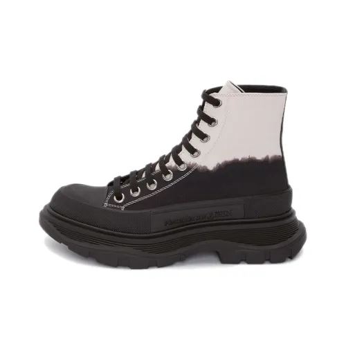 Alexander McQueen Tread Slick Короткий Martin Boot Мужской Черный Белый Окрашенный