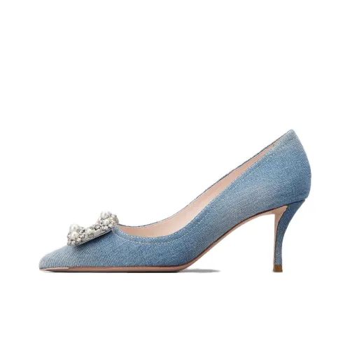 Roger Vivier Flower Strass Высокие каблуки Синие Женские