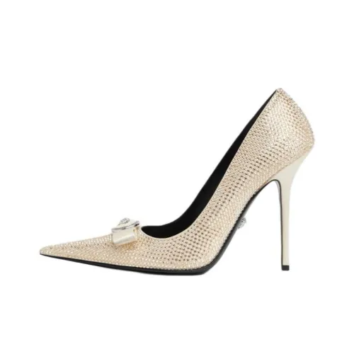 VERSACE Gianni Ribbon Узкий каблук Высокие каблуки 11 см Женские Бежевый