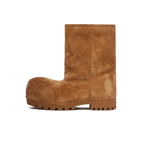 Balenciaga Alaska Fur Высокие сапоги до колена Мужские Коричневые