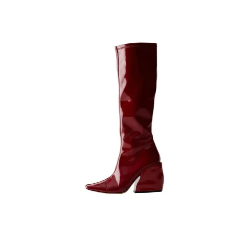 TIBI Lars Knee-High Boots Женские Бургунди