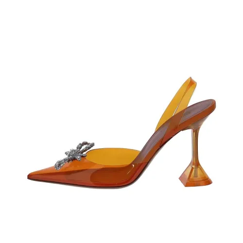 AMINA MUADDI Боковая бутылка Высокие каблуки 9,5 см Женские Апельсин