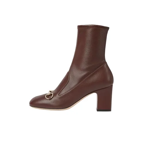 GUCCI Bootie с пряжкой Horsebit 7,5 см женские темно-коричневый