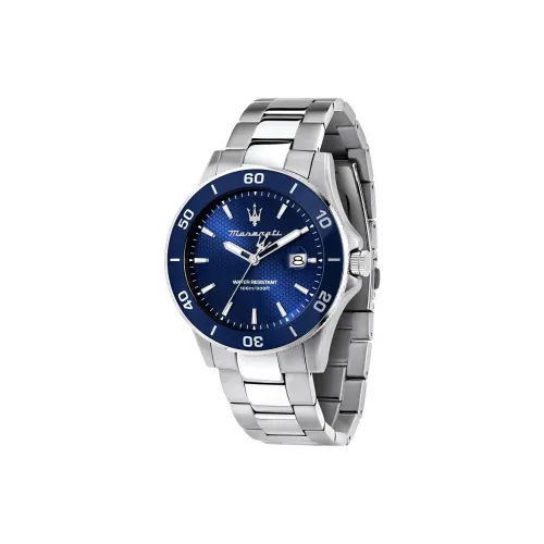 Maserati Мужские часы Кварцевый механизм Ремешок из нержавеющей стали 43 мм Синий циферблат