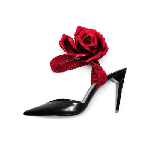 SAINT LAURENT Туфли на высоком каблуке Женские Черные Красные