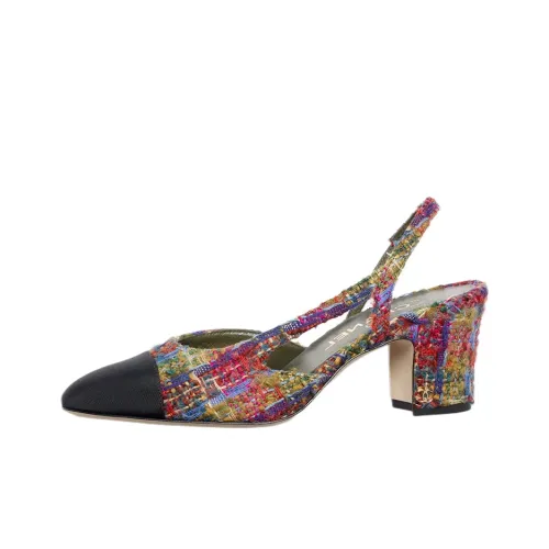 CHANEL Грубый каблук Стильные сандалии Женские Черный Красный