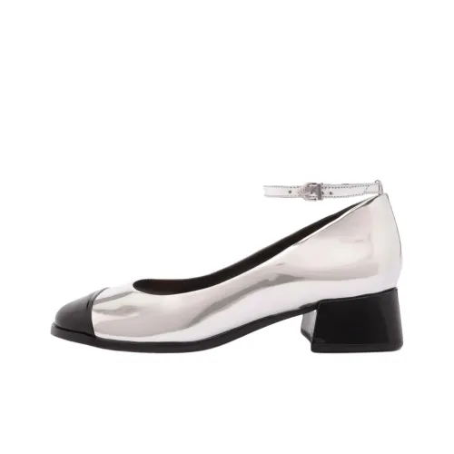 Schutz Dorothy Грубый каблук Высокие каблуки 4CM Женские Серебристый Черный