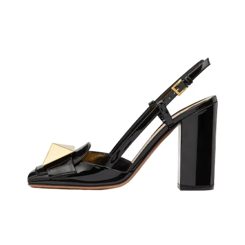 Valentino One Stud Грубый каблук Высокие каблуки 10 см Женские Черный