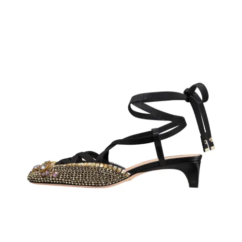 DIOR D Envol Конусный каблук Высокие каблуки 4CM Женские Черный Золото