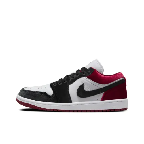 Jordan Air Jordan 1 Винтажные баскетбольные кроссовки Low Топ Черный Белый Красный Женские