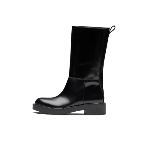 PRADA Женские высокие сапоги до колена черные