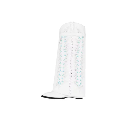 Givenchy Shark Lock Колено Высокие сапоги 6 см Женские Белые