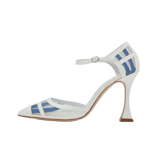 MANOLO BLAHNIK Urema Песочные часы Высокие каблуки 10,5 см Женские Сине-белый