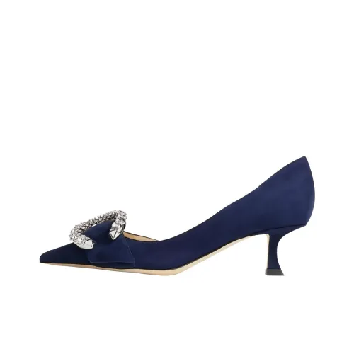 Jimmy Choo Melva Dorsay Грубый каблук Высокие каблуки 5 см Женские Морской синий