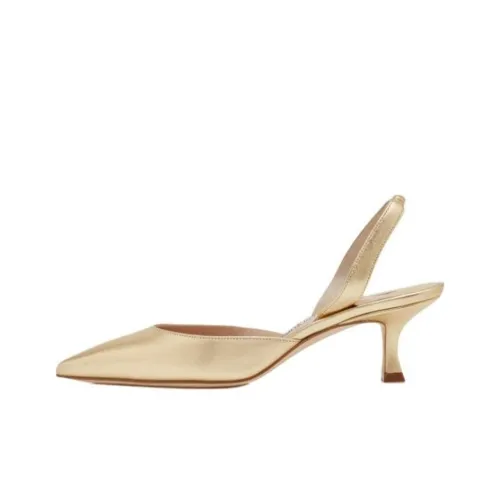 MANOLO BLAHNIK Carolyne Узкий каблук Высокие каблуки 5 см Женские Золотой