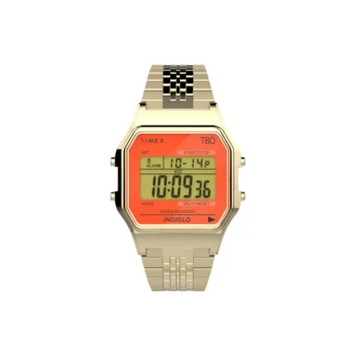 TIMEX Наручные часы Кварцевый механизм Ремешок из нержавеющей стали 34 мм Апельсиновый циферблат Женские часы